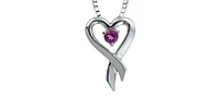 10K White Gold Pink Topaz Heart Necklace