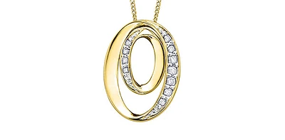 10K Yellow Gold 0.10cttw Diamond Pendant, 18"