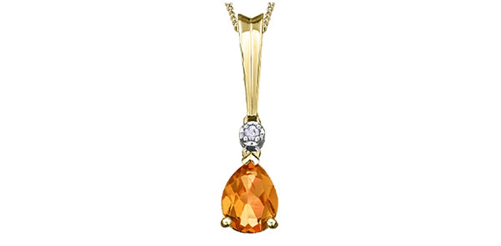10K Yellow Gold cttw Diamond and Citrine Pendant