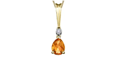 10K Yellow Gold cttw Diamond and Citrine Pendant