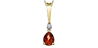 10K Yellow Gold 0.02 cttw Diamond and Garnet Pendant, 18"