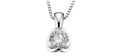 14K White Gold 0.10cttw Canadian Diamond Mezza Luna Necklace