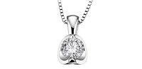 14K White Gold 0.10cttw Canadian Diamond Mezza Luna Necklace