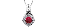 10K White Gold Garnet & Diamond Pendant