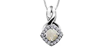 10K White Gold Opal & Diamond Pendant