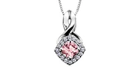 10K White Gold Pink Tourmaline & Diamond Pendant