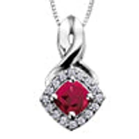 10K White Gold Ruby & Diamond Pendant
