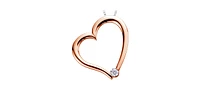 10K Rose Gold 0.03cttw Canadian Diamond Heart Pendant, 18"