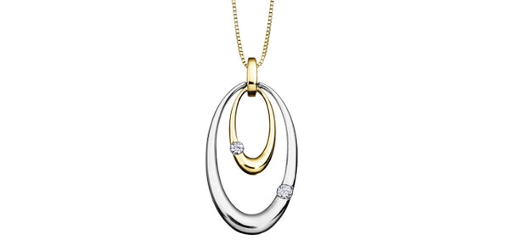 10K Yellow & White Gold 0.09cttw Canadian Diamond Pendant, 18"