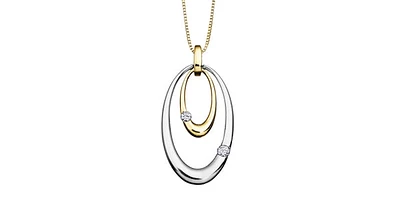 10K Yellow & White Gold 0.09cttw Canadian Diamond Pendant, 18"