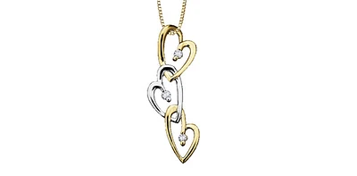 10K Yellow and White Gold 0.06cttw Canadian Diamond Heart Pendant, 18"