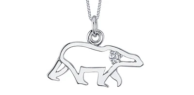 10K White Gold Canadian Diamond Polar Bear Pendant - 18"