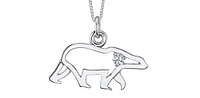 10K White Gold Canadian Diamond Polar Bear Pendant - 18"