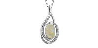925 Sterling Silver Opal & Diamond Necklace