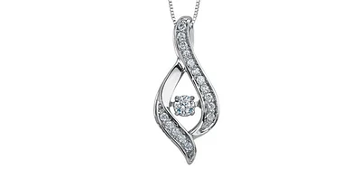 10K White Gold 0.25 cttw  Diamond  Pulse Pendant, 18"