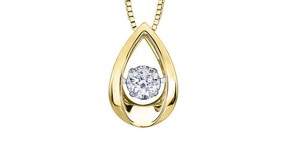 10K Yellow Gold 0.05 cttw Diamond Pulse Pendant, 18"