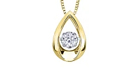 10K Yellow Gold 0.05 cttw Diamond Pulse Pendant, 18"