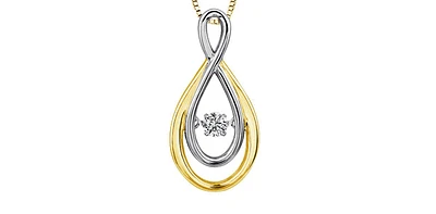 10K Yellow and White Gold 0.10 cttw Diamond Pulse Pendant, 18"