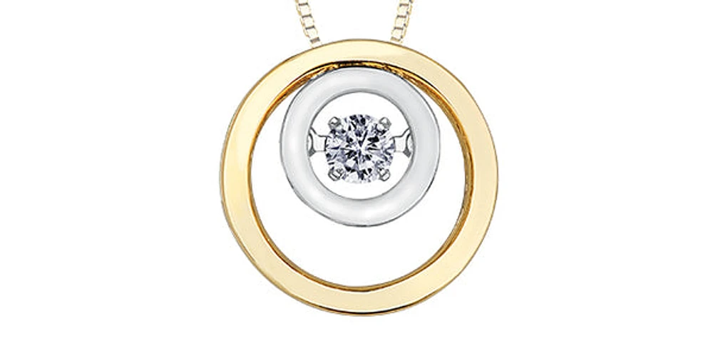 10K Yellow and White Gold 0.10 cttw Pulse Diamond Necklace