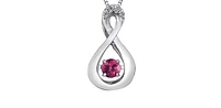 10K White Gold Round Cut Pink Topaz and Diamond Pendant - 18 inches