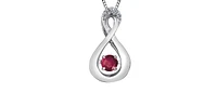 10K White Gold Round Cut Ruby and Diamond Pendant - 18 inches