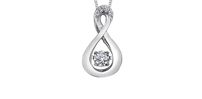 10K White Gold Diamond Pendant - 18 inches