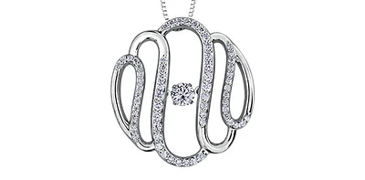 10K White Gold 0.40 cttw Diamond Pulse Pendant