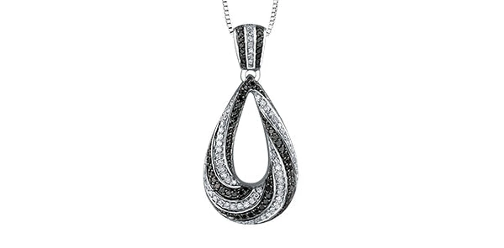 10K White Gold 0.45 cttw Diamond & Black Diamond Pendant
