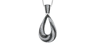 10K White Gold 0.45 cttw Diamond & Black Diamond Pendant