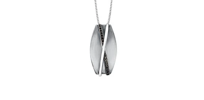 Sterling Silver 0.08cttw Black Diamond Necklace
