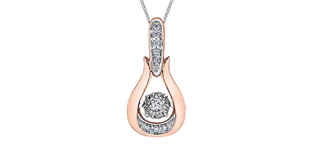 10K Rose and White Gold 0.06 cttw Diamond Pulse Pendant, 18"