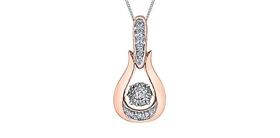 10K Rose and White Gold 0.06 cttw Diamond Pulse Pendant, 18"