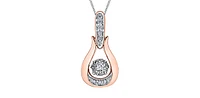 10K Rose and White Gold 0.06 cttw Diamond Pulse Pendant, 18"