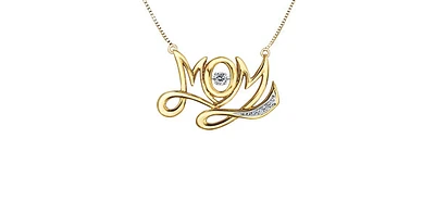 10K White and Yellow Gold 0.10 cttw Diamond Mom Pendant