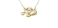 10K White and Yellow Gold 0.10 cttw Diamond Mom Pendant