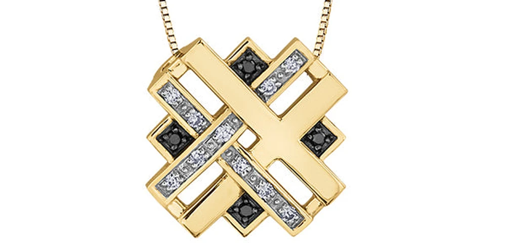 10K Yellow Gold 0.08 cttw Black Diamond & Diamond Necklace