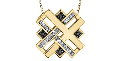 10K Yellow Gold 0.08 cttw Black Diamond & Diamond Necklace