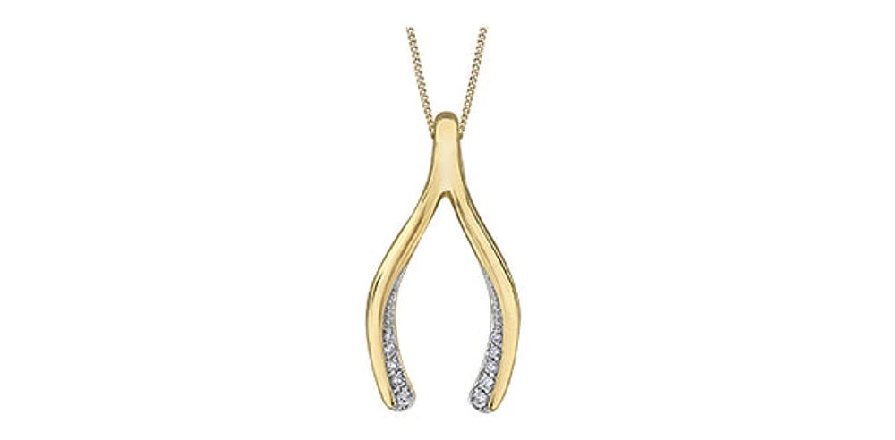 10K Yellow Gold 0.05 cttw Diamond Wishbone Necklace