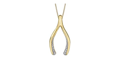 10K Yellow Gold 0.05 cttw Diamond Wishbone Necklace