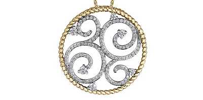 14K White and Yellow Gold 0.50 cttw Diamond Pendant