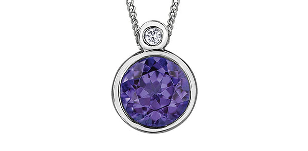 10K White Gold Amethyst and Diamond Necklace