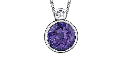 10K White Gold Amethyst and Diamond Necklace