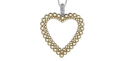 10K White and Yellow Gold 0.05 cttw Diamond Heart Pendant