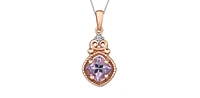 10K White & Rose Gold Pink Amethyst & Diamond Pendant