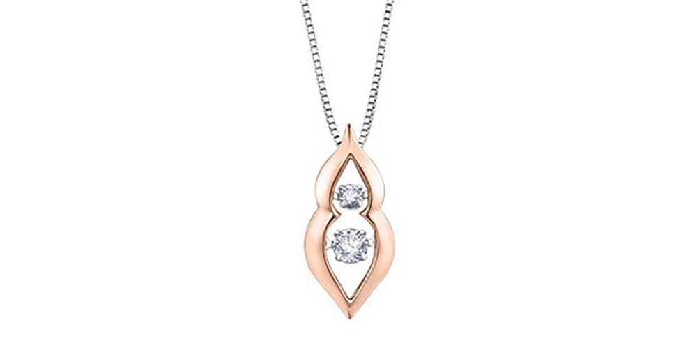 10K White and Rose Gold 0.20 cttw Diamond Pulse Pendant, 18"