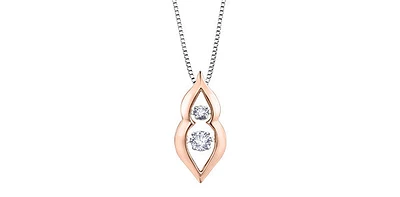 10K White and Rose Gold 0.20 cttw  Diamond  Pulse Pendant, 18"