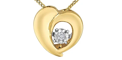 10K White and Yellow Gold 0.01 cttw Diamond Heart "Pulse" Pendant