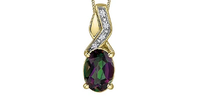 10K Yellow Gold Mystic Topaz & Diamond Necklace