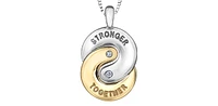 Sterling Silver & 10K Yellow Gold "Stronger Together" 0.02cttw Diamond Necklace, 18"