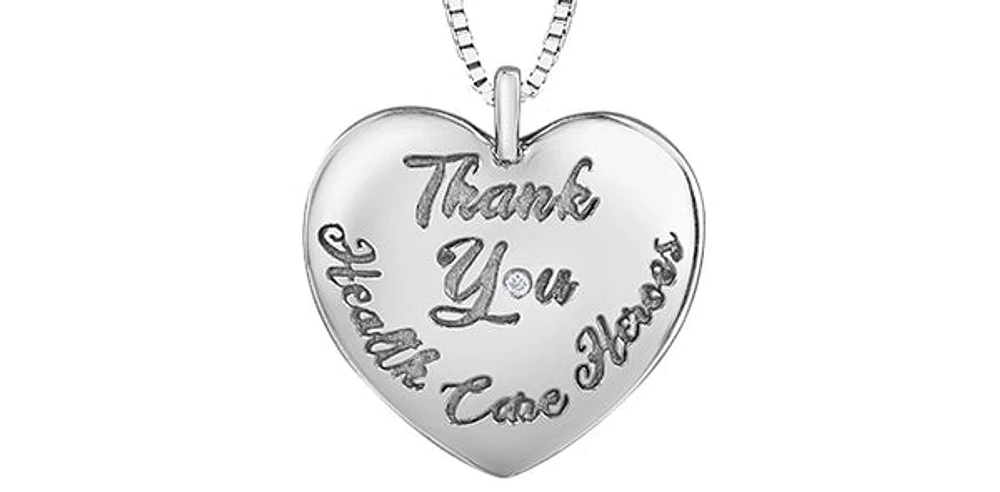 Sterling Silver 0.005cttw Diamond Heart Necklace